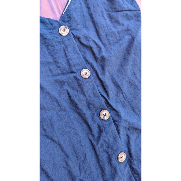 Le Lis Navy Button Down Denim Dress Size Small Babydoll 90s classic - Picture 7 of 7